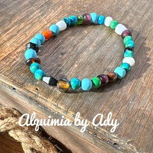 Multi Turquoise beaded bracelet /protection and peace/ Arizona African copper